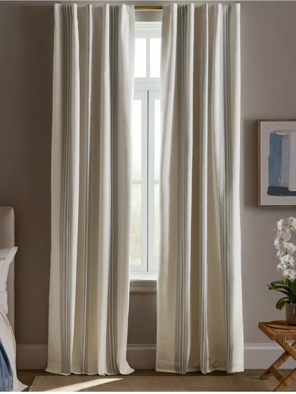 Coastal Stripe Linen Cotton Curtain - Single Panel -  
NWOT #398    
48” x 96”